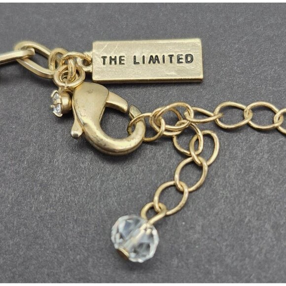 The Limited Statement Necklace Green Faux Stones Crystals & Gold Tone Chain 20" - Picture 5 of 8